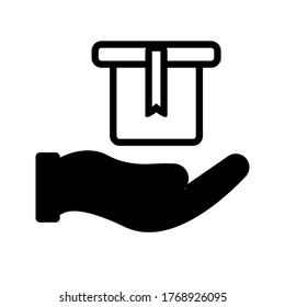 Hand and box icon Vector graphic illustration. Suitable for website design, logo, mobile app, Infographic, and more. Editable vector stroke