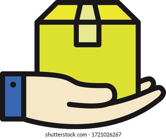 Icono de caja de mano Ilustración vectorial plana