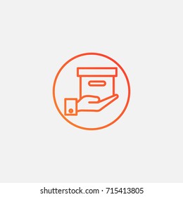 Hand in box icon.gradient illustration isolated vector sign symbol