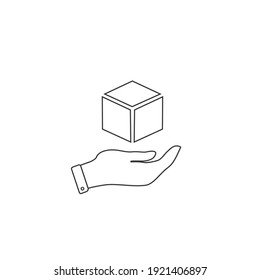 Icono de línea de mano y caja en diseño de estilo de contorno de moda. Ilustración gráfica del vector