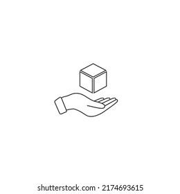 Hand und Box Line Symbol in trendigem Umriss Stil. Vektorgrafik-Flachzeichen
