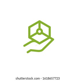 hand box logo design vector template sign
