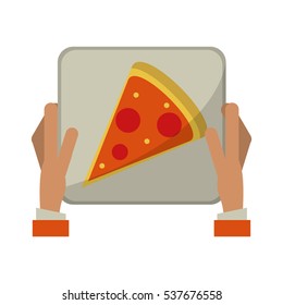 hand boy delivery box pizza