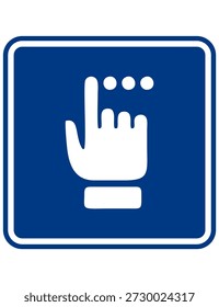 Hand and braille touch icon. Represents tactile interaction and accessibility support. Suitable for inclusive public signage.