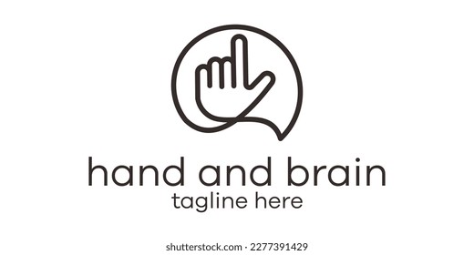 hand and brain line icon vector illustration