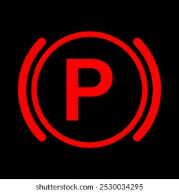 Hand Brake Sign. Parking Brake Sign. Vector Illustration. 