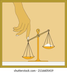 the hand breaking the balance of the scales