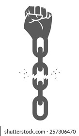 Hand Breaking Chains, Freedom Concept, Vector Illustration