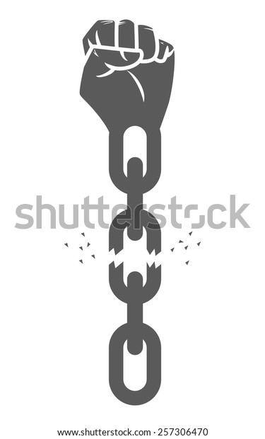 Hand Breaking Chains Freedom Concept Vector Stock Vector (Royalty Free