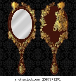 Hand Bride Mirror with Floral Decoration