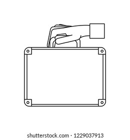 Hand with briefcase black and white