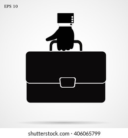 hand with briefcase icon design