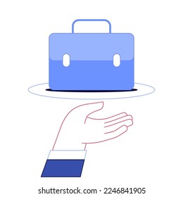 Hand with briefcase icon. Web symbol on white background. Vector illustration.