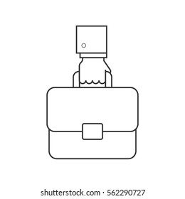 Hand with briefcase line icon