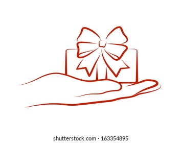 hand brings a gift