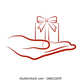 hand brings a gift