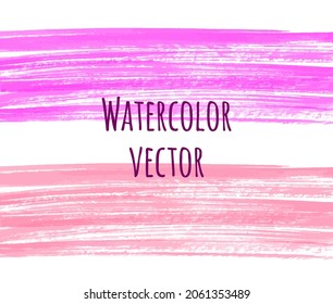 Handpinsel gezeichnete, Vektorgrafik-Maltexturen. Rosa Rosa, magenta Aquarell, Banner. Maltesischer Texthintergrund. Texturierte horizontale Schraffierung, Aquarell lange Pinselstriche, Abstriche, Streifen.