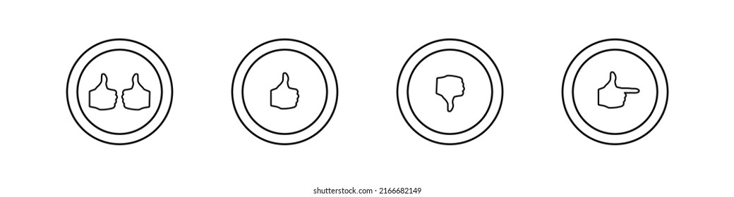 Hand brush icons set. Vector illustration of a hand brush with a raised finger up.