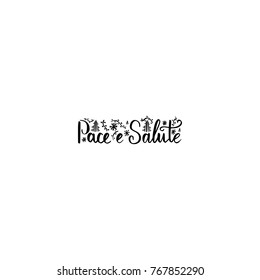Hand brush lettering happy new year on Corsican  isolated on a white background