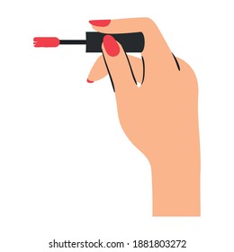 hand with brush to paint nails vector illustration design