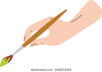 Hand With Brush Painting Vector Illustration