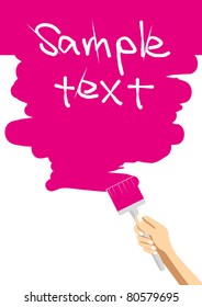 hand brush paints a pink background