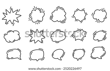 Hand Bubble Free Explosion Bomb Splash Cloud Boom Collection Hand Drawn Set