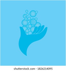 Hand with Bubble water vector illustration design template