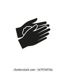 Mano con icono de burbujas.Lavarse las manos. Vector.