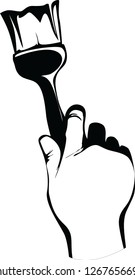 hand with building  brush image illustration