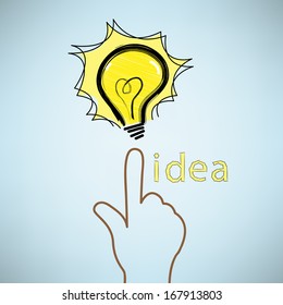 HAND BULB ICON WITH IDEA CONCEPT