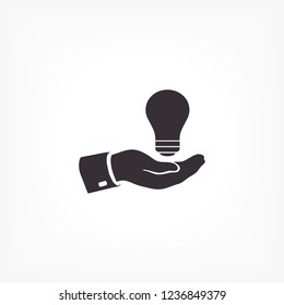 hand and bulb. icon. Vector Eps 10