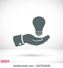 hand and bulb. icon. Vector Eps 10