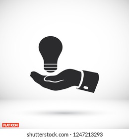 hand and bulb. icon. Vector Eps 10