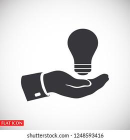 hand and bulb. icon. Vector Eps 10
