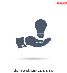 hand and bulb. icon. Vector Eps 10