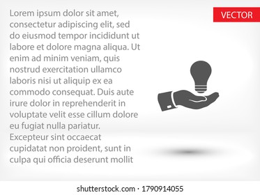 hand and bulb. icon. Vector Eps 10. Lorem Ipsum Flat Design 