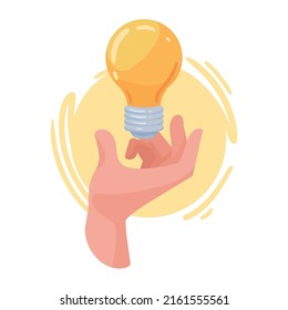 Hand mit Glühbirnen-Ideensymbol