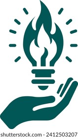Hand with Bulb, Innovative and Creative Logo Vector Illustration