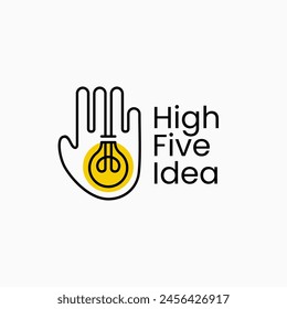 hand bulb lamp high five idea think logo vector icon illustration