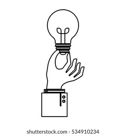 hand with bulb light education icon