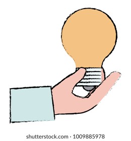 hand with bulb light isolated icon