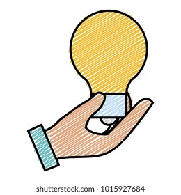 hand with bulb light isolated icon