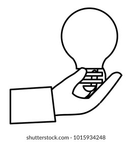 hand with bulb light isolated icon