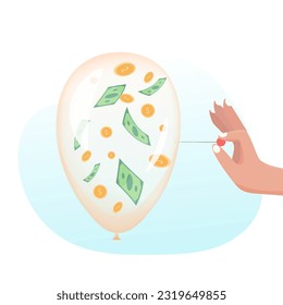 hand bursting the inflation balloon 