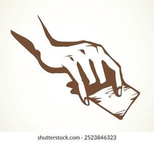 Mano con tarjeta de visita. Dibujo de Vector