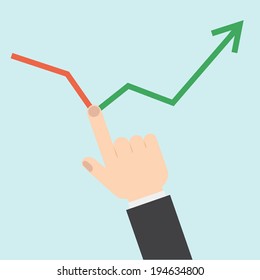Hand and business graph 
