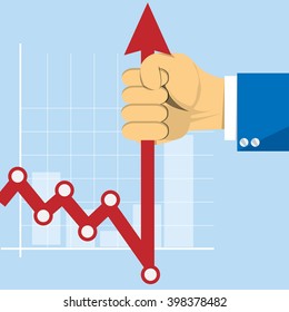Hand with business graph arrow. Concept stockbroker profession vector image