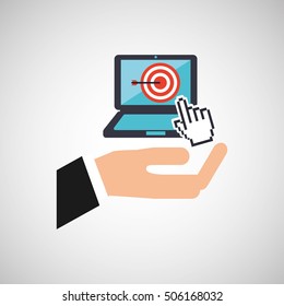 hand business growth tager pointer virtual vector illustration eps 10