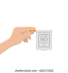 hand of business man breake down cigarette,stop smoking,flat design